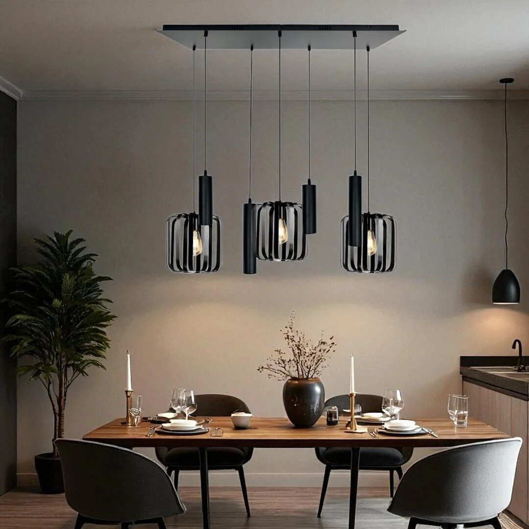 Mix and Match 82 Sofie zwart met Yora zwart rechthoek 100 cm 7-lichts